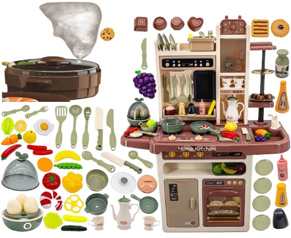 KUCHNIA Dla Dzieci zabawka Z PARĄ TABLICĄ Duży Zestaw AGD 65el jedzenie