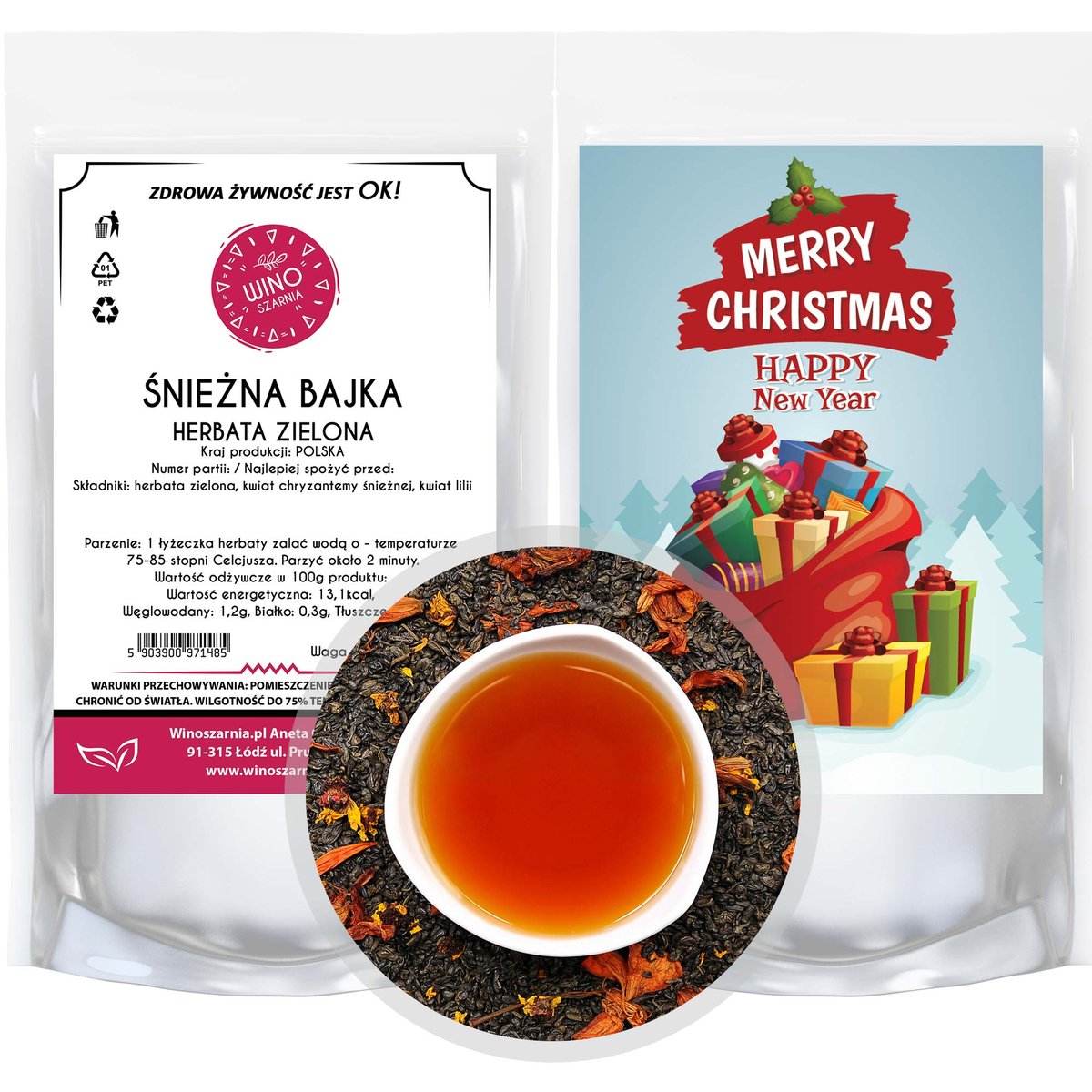 Herbata zielona Świąteczna Śnieżna Bajka - 50g