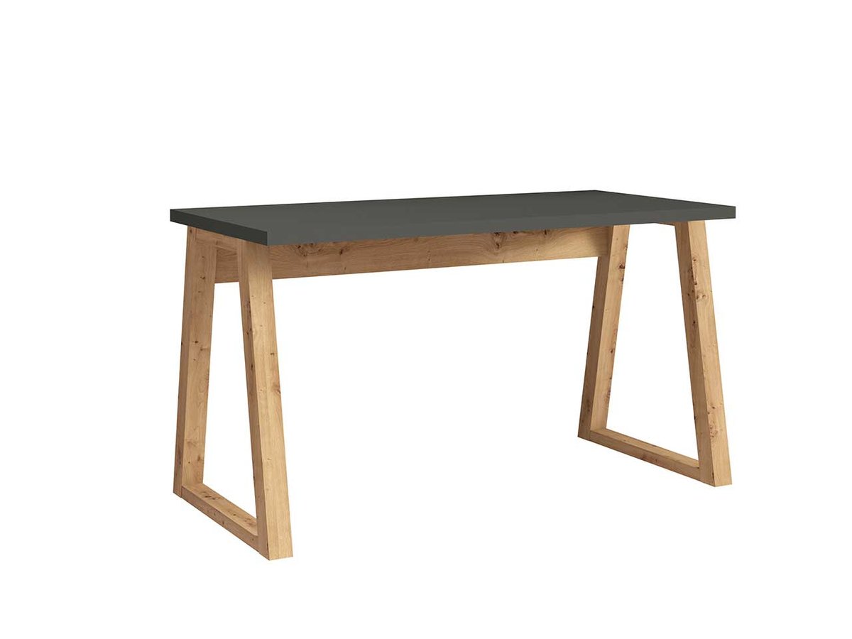 Biurko loft proste nowoczesne blat grafit z nogami dąb artisan