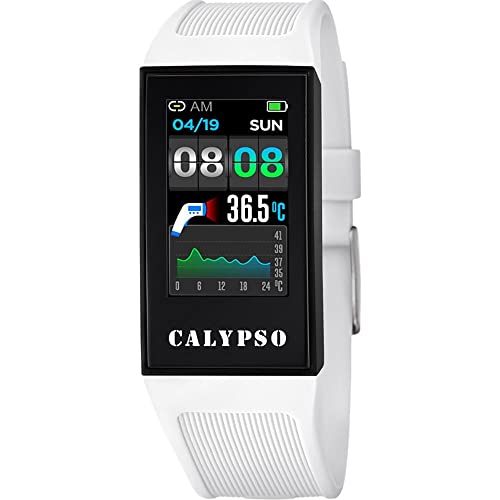 CALYPSO zegarek model K8501 / 1 kolekcji SMARTWATCH, etui 23,80/41,30 mm z wielokolorowym gumowym paskiem dla mężczyzn K8501/1, Bianco, bransoletka