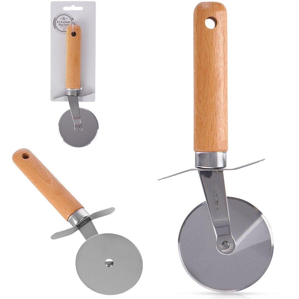Nóż Do Pizzy Stalowy Okrągły Nożyk Okrągły Obrotowy Do Krojenia Ostry Radełko 19,5 cm
