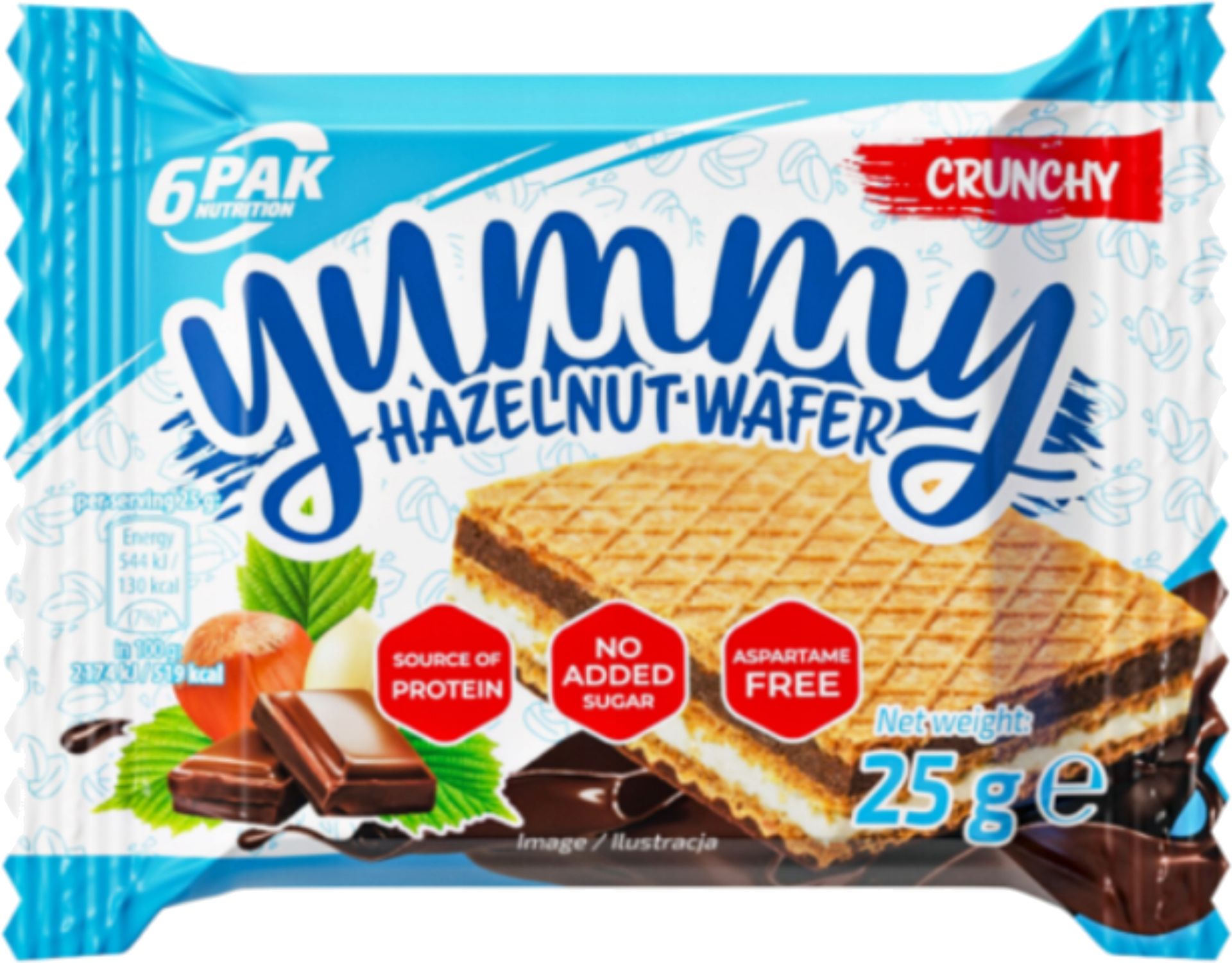 Proteinowy Wafelek 6Pak Yummy Hazelnut Wafer 25G