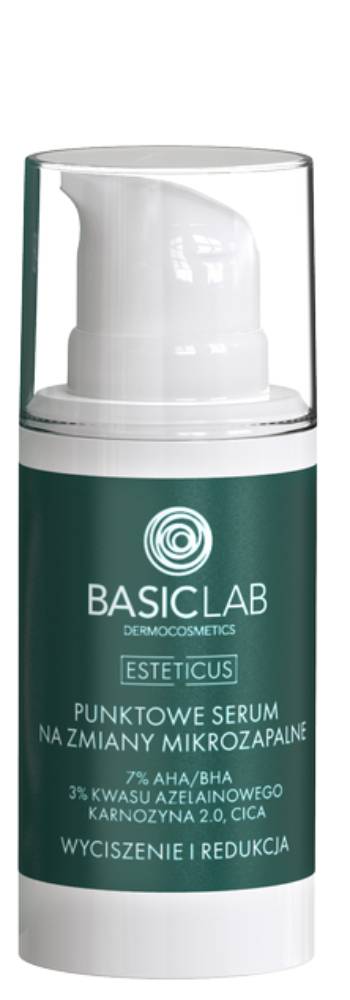 Basiclab Esteticus - Punktowe serum na zmiany mikrozapalne 7% AHA/BHA, 3% kwas azelainowy