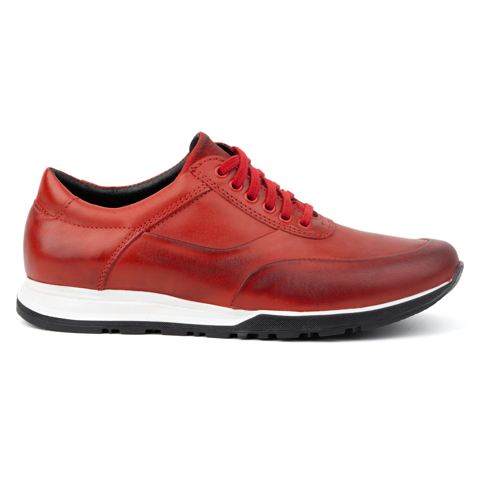 Buty męskie skórzane sportowe casual 902KNT czerwone - Buty Olivier