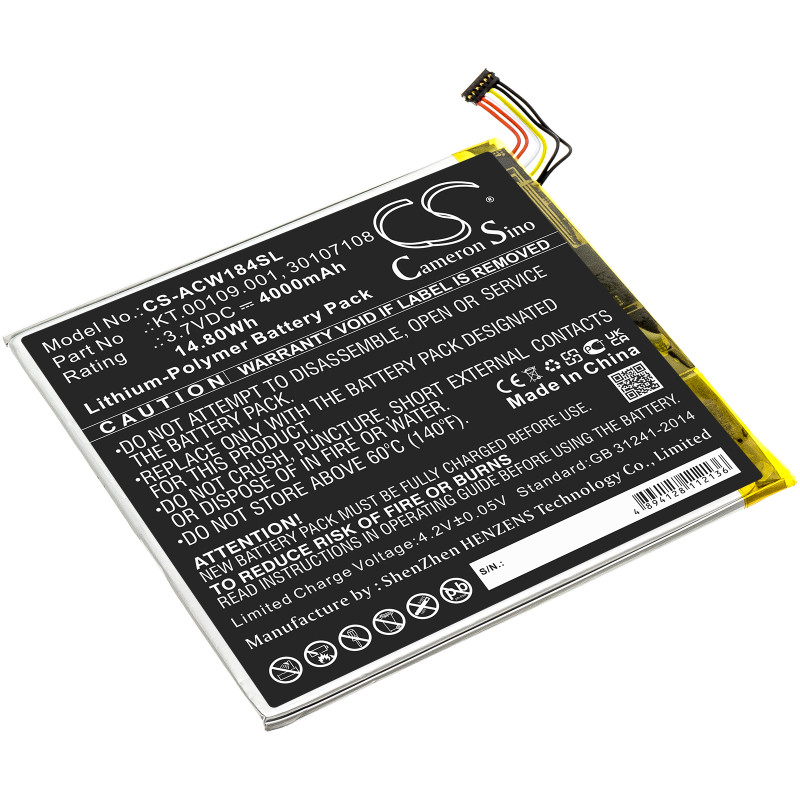 Acer Iconia Tab A1-840 / KT.00109.001 4000mAh 14.80Wh Li-Polymer 3.7V (Cameron Sino)