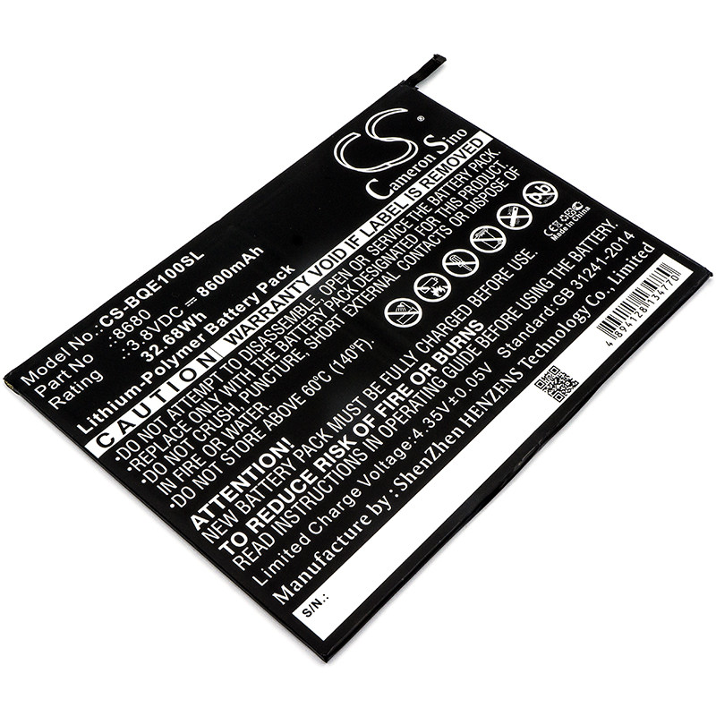 BQ E10 / 8680 8600mAh 32.68Wh Li-Polymer 3.8V (Cameron Sino)