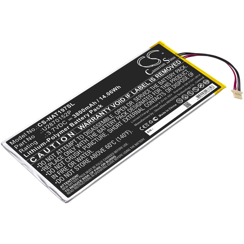 Onn ONA19TB007 / U2870152P 3800mAh 14.06Wh Li-Polymer 3.7V (Cameron Sino)