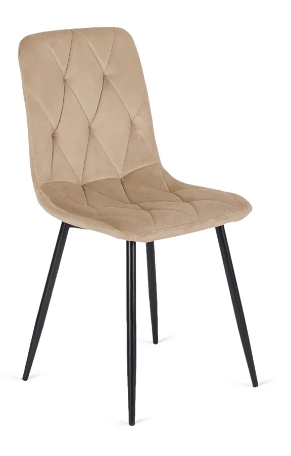 Beżowe tapicerowane krzesło pikowane - Anato