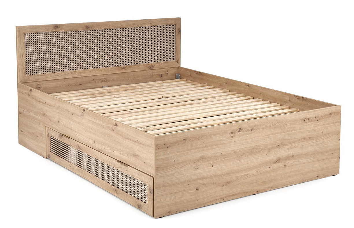 Łóżko 160x200 z pojemnikiem w kolorze dąb artisan M0-S16