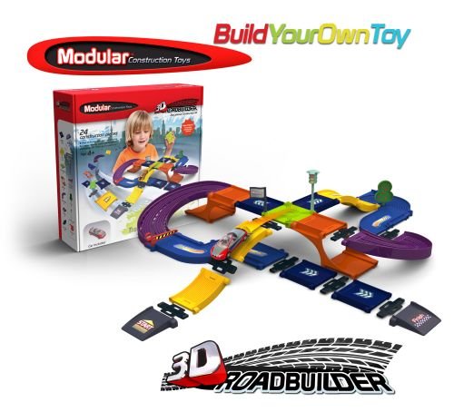 Road Builder Kit + 1 auto, Tor samochodowy, zestaw konstrukcyjny, 23 elementy