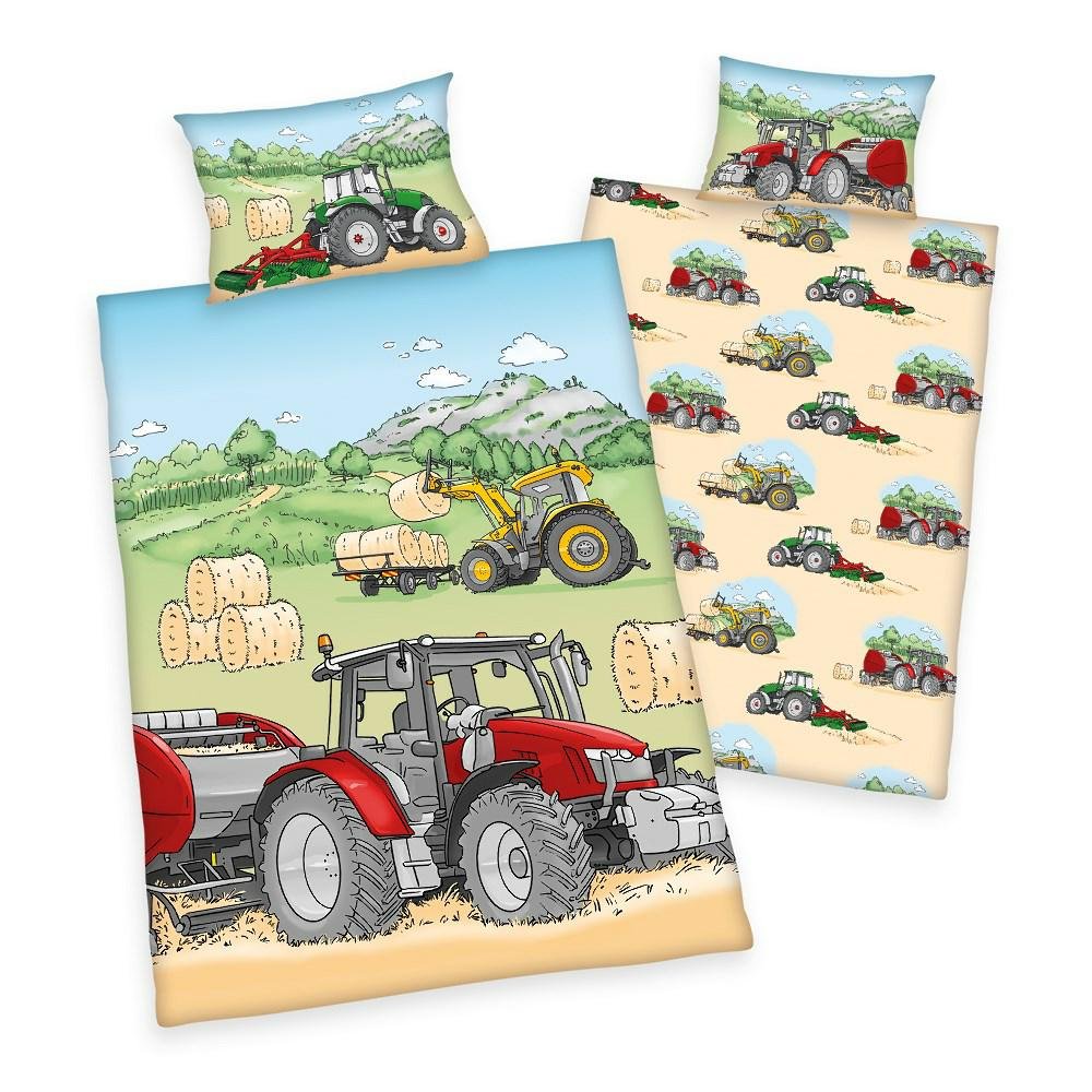 Pościel 100x135 Traktor pole zboże siano zbiory poszewka 40x60 dziecięca do łóżeczka H23