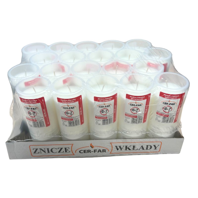 Cer-Far Parafinowy Wkład Do Zniczy Regulowany 6-7D 20 Sztuk