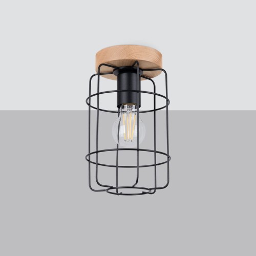 Gotto lampa sufitowa 1xE27 jasne drewno/czarna SL.1262
