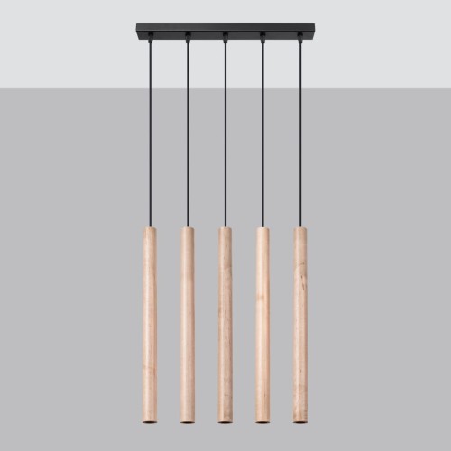 Pastelo lampa wisząca 5xG9 czarna/drewno SL.1269