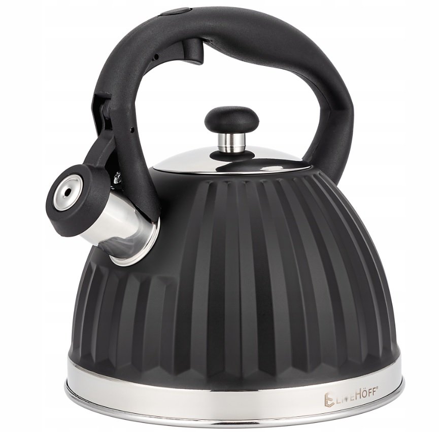 CZAJNIK TRADYCYJNY Z GWIZDKIEM CZARNY MAT INDUKCJA 2,5L