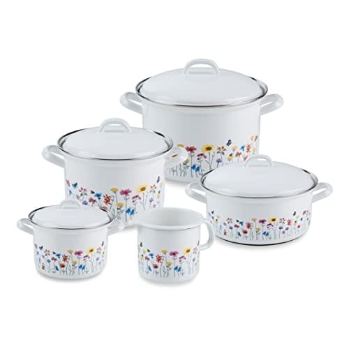 Riess 0558-070 Emaill-Set Zestaw Garnków 5-Tlg Składający