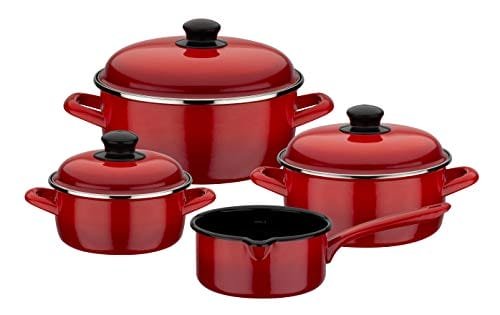 Gsw 190114 Zestaw Garnków Red Shadow 7-Częściowy Emaliowana