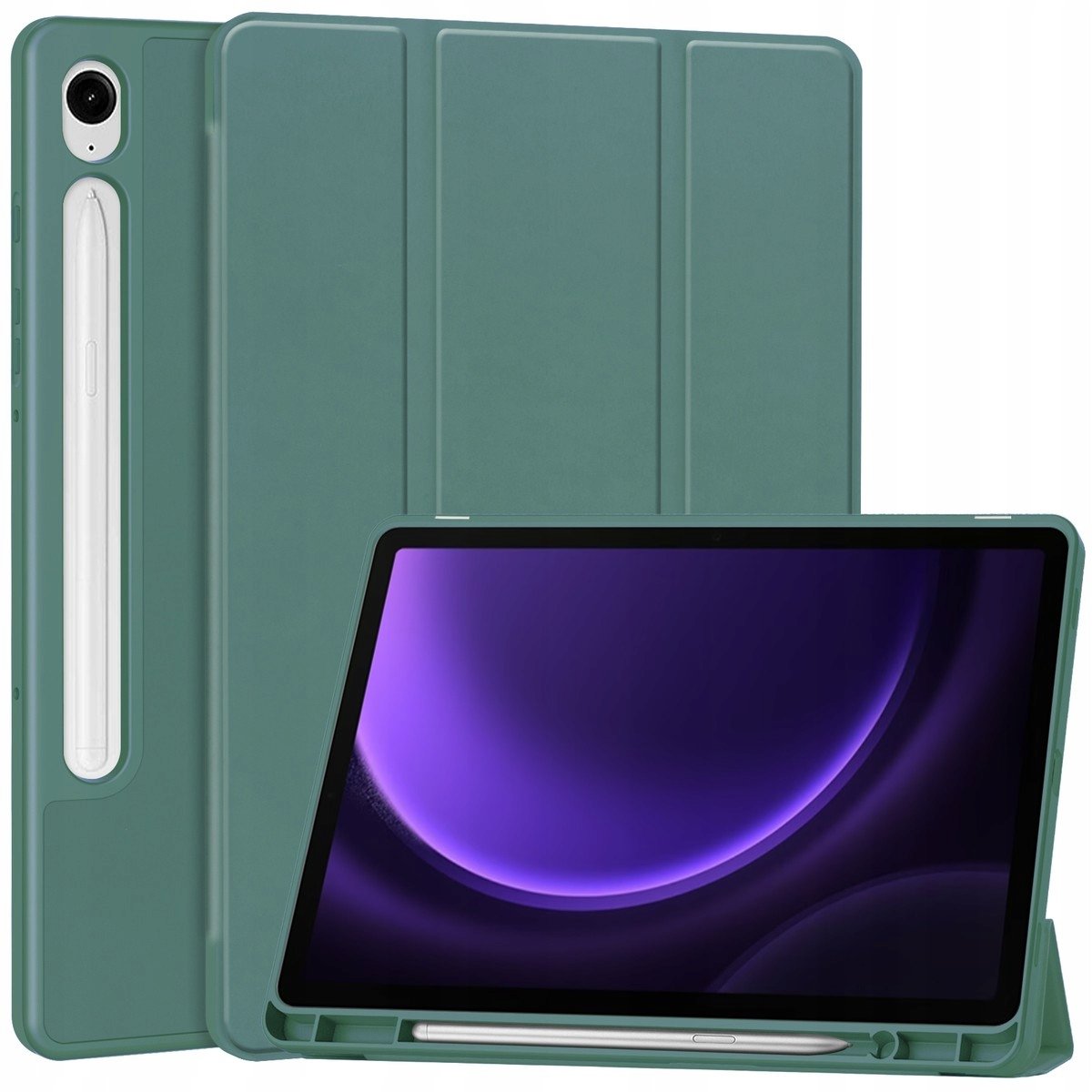 Etui Bizon Case Tab Lizard Do Samsung Galaxy Tab S9 Fe, Ciemnozielone
