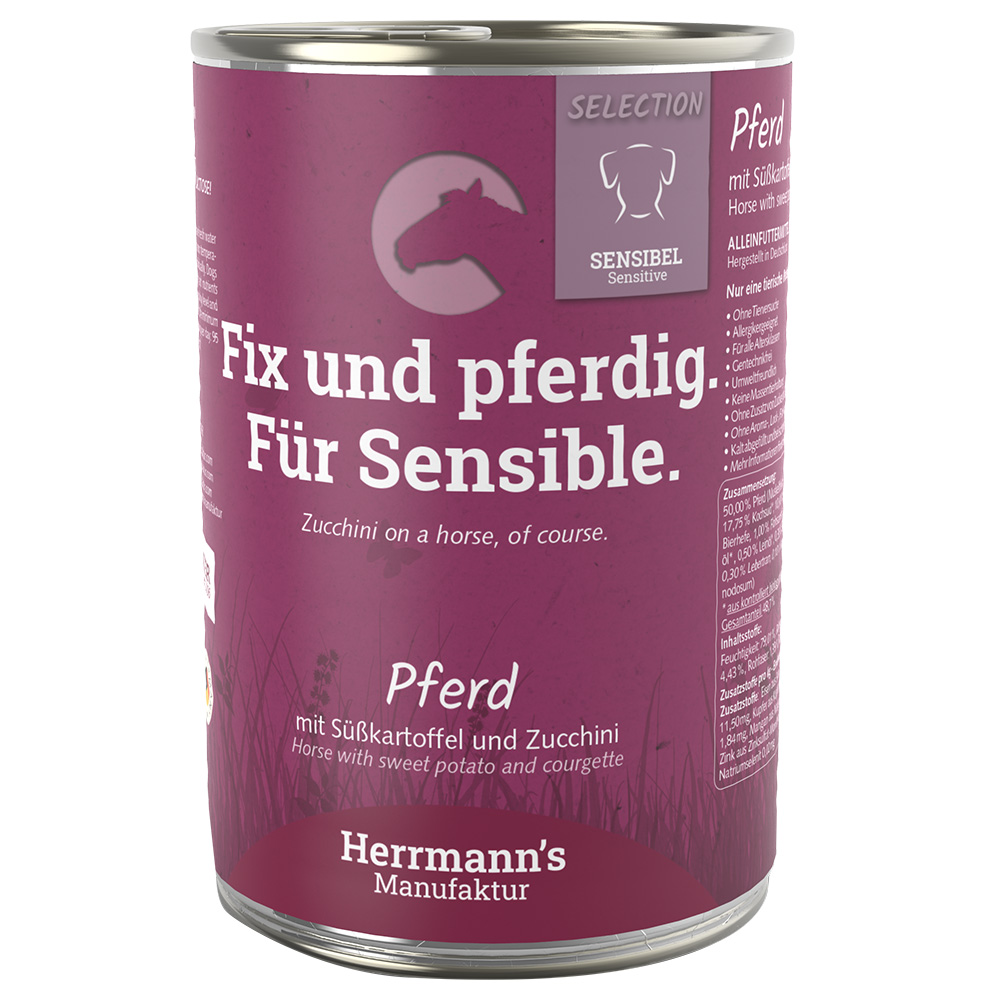 Korzystny pakiet Herrmann´s Selection Sensitive, 24 x 400 g - Konina z biobatatami i biocukinią