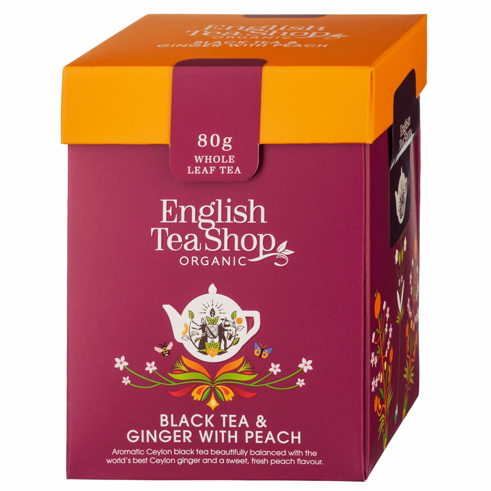 English Tea Shop, Herbata sypana, Black Tea & Ginger with Peach, 80 g
