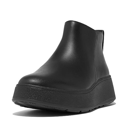 Fitflop Damskie skórzane botki F-Mode, Cały czarny, 38.5 EU