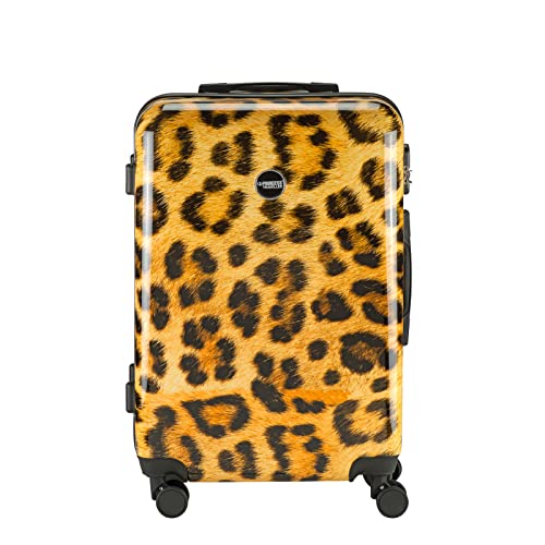 Princess Traveller Animal Print - Leopard, żółty, Mittel Reisekoffer, Twarde etui na kółkach z obrotowymi kółkami