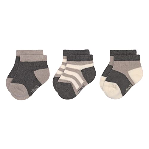 LÄSSIG Dziecięce skarpety do sneakersów, zestaw 3 par/antracytowo-taupe, rozmiar 15-18, antracytowo-taupe