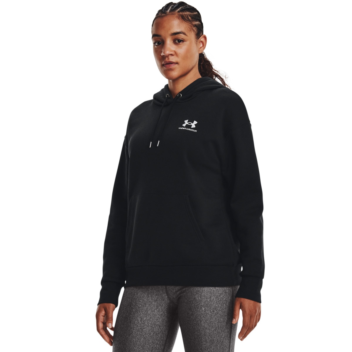 Damska bluza dresowa nierozpinana z kapturem Under Armour Essential Fleece Hoodie - czarna - UNDER ARMOUR