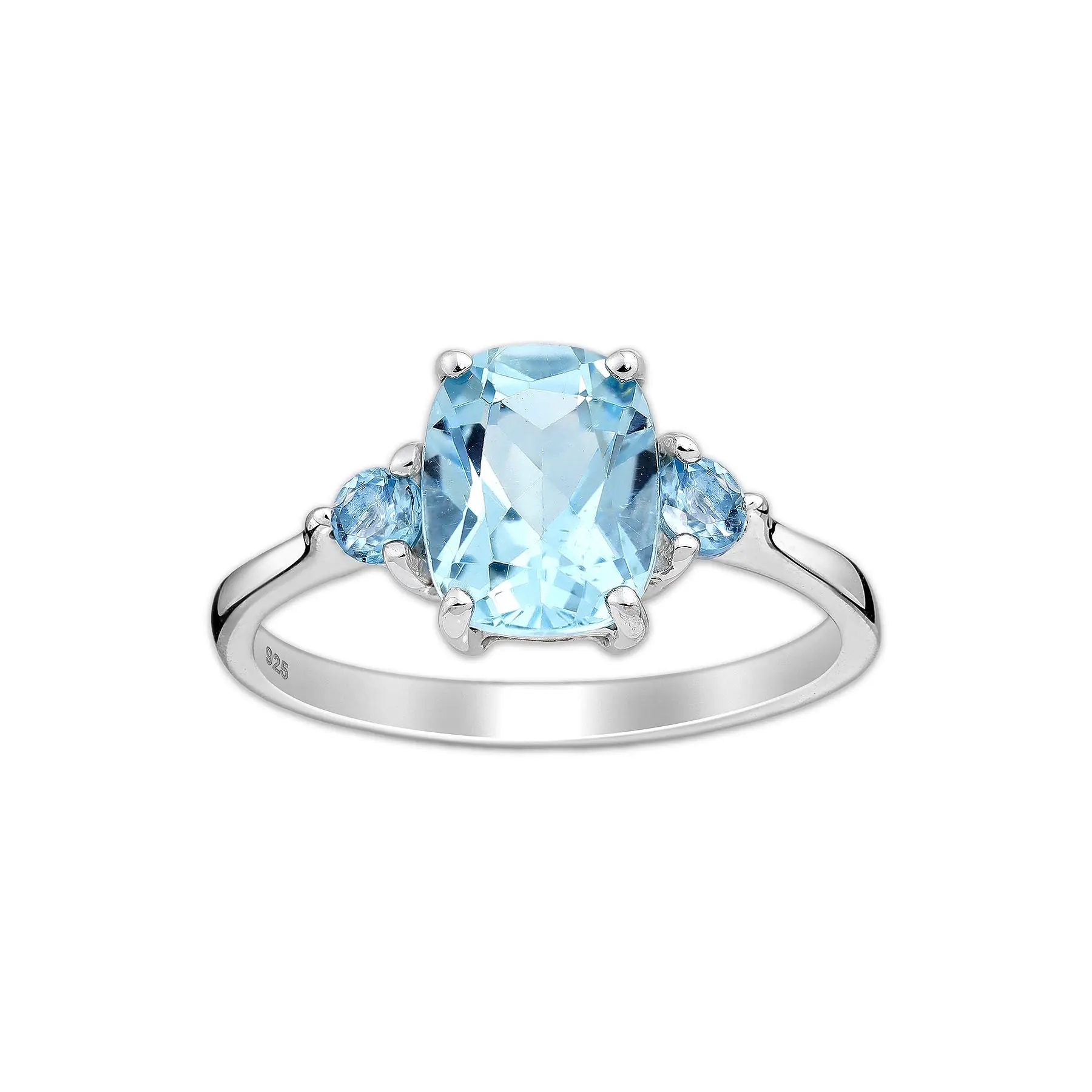 Srebrny pierścionek z topazami - Europa 17, US 8