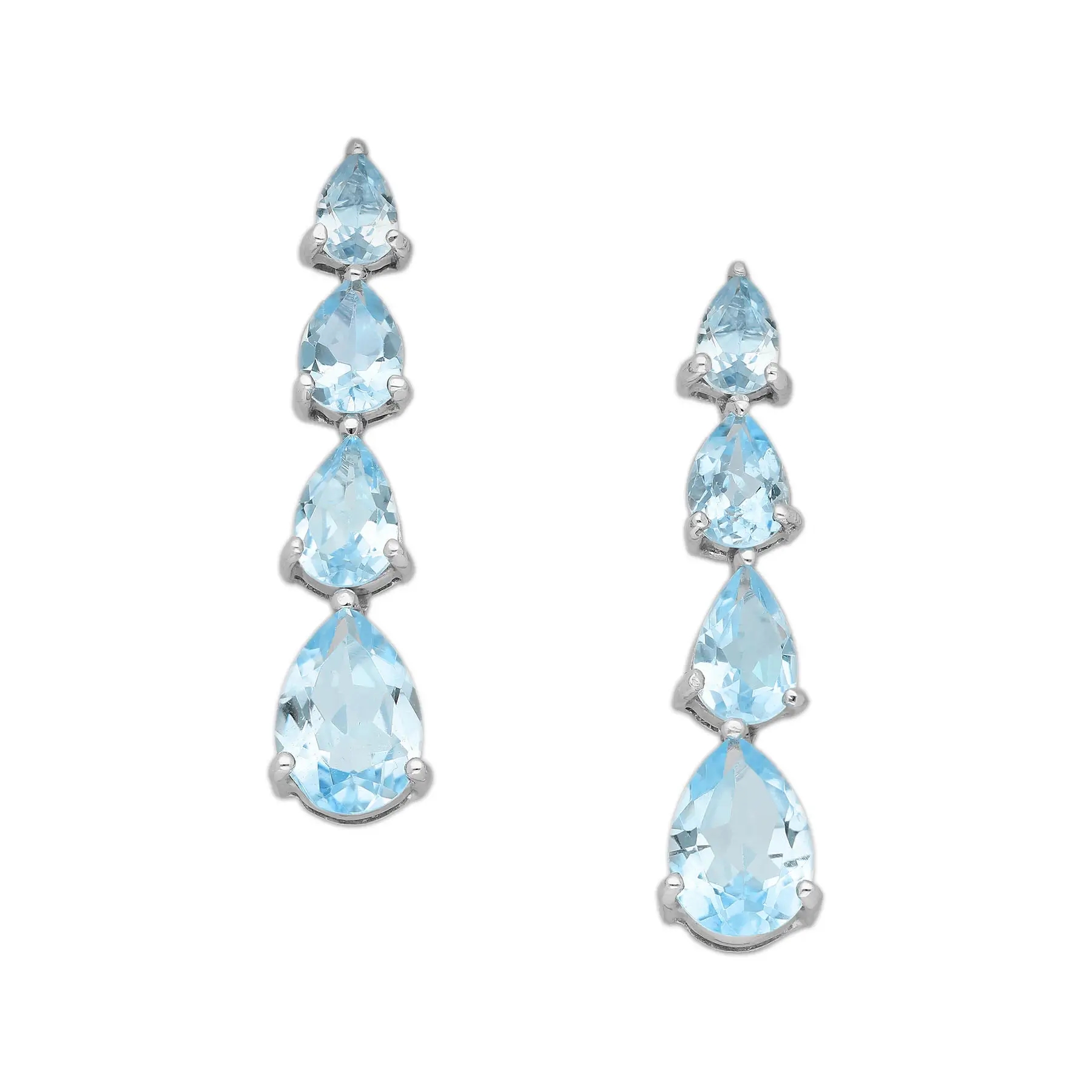 Rodowane srebrne kolczyki z topazem blue sky