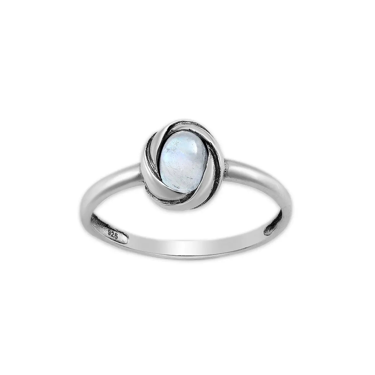 Srebrny pierścionek z Kamieniem Księżycowym - Europa 23, US 10,5
