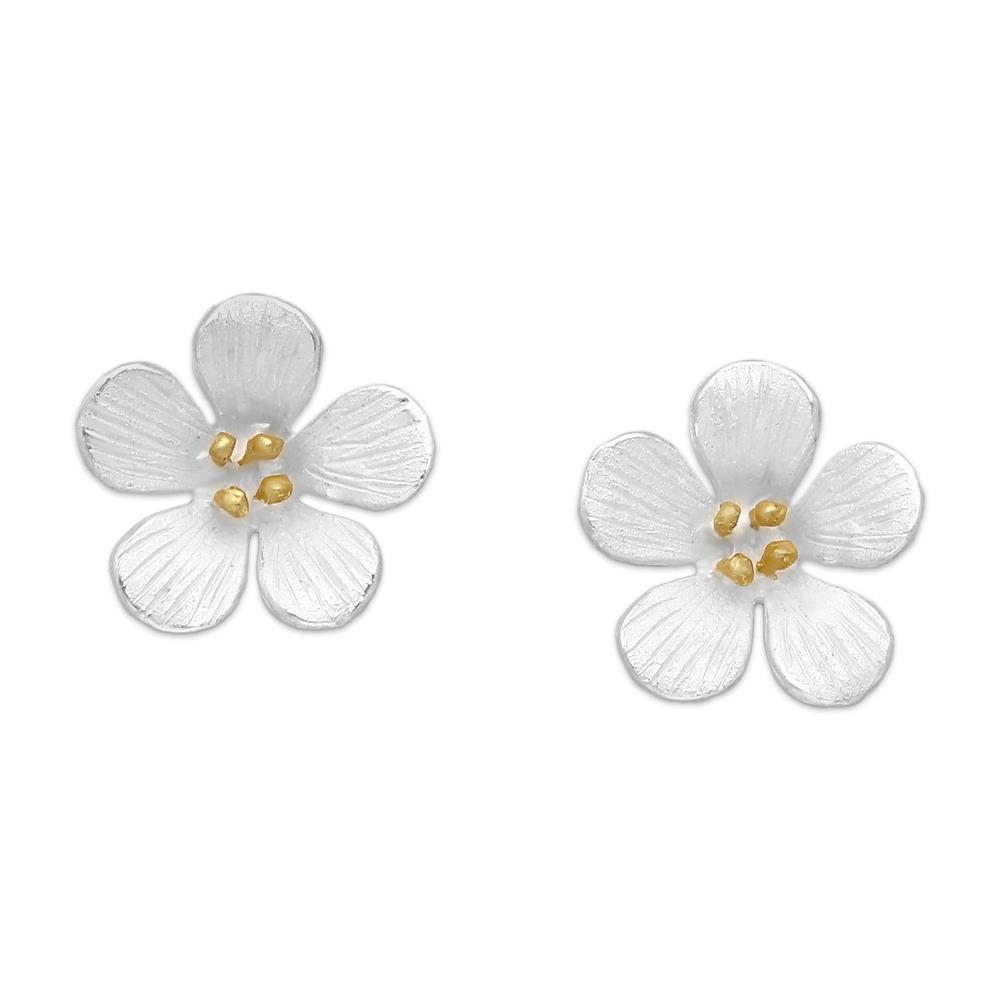 Pozłacane srebrne kolczyki kwiaty