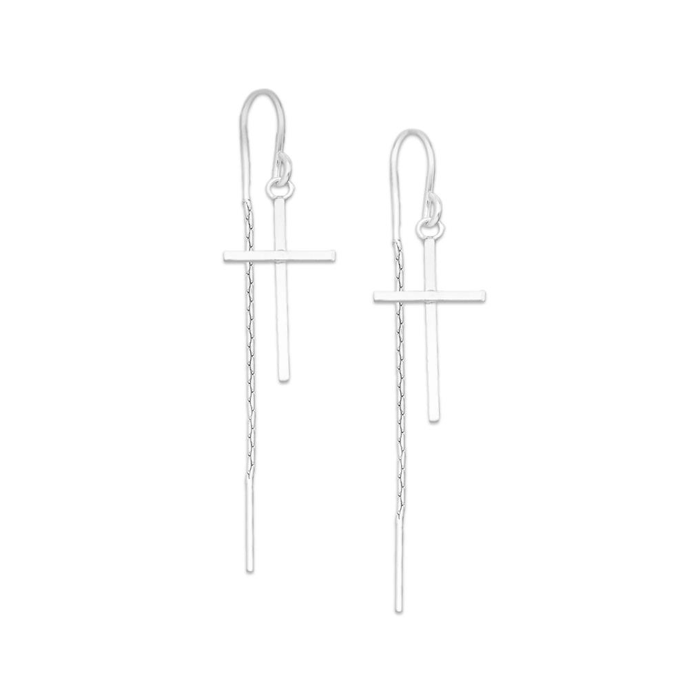 Długie srebrne kolczyki krzyżyki