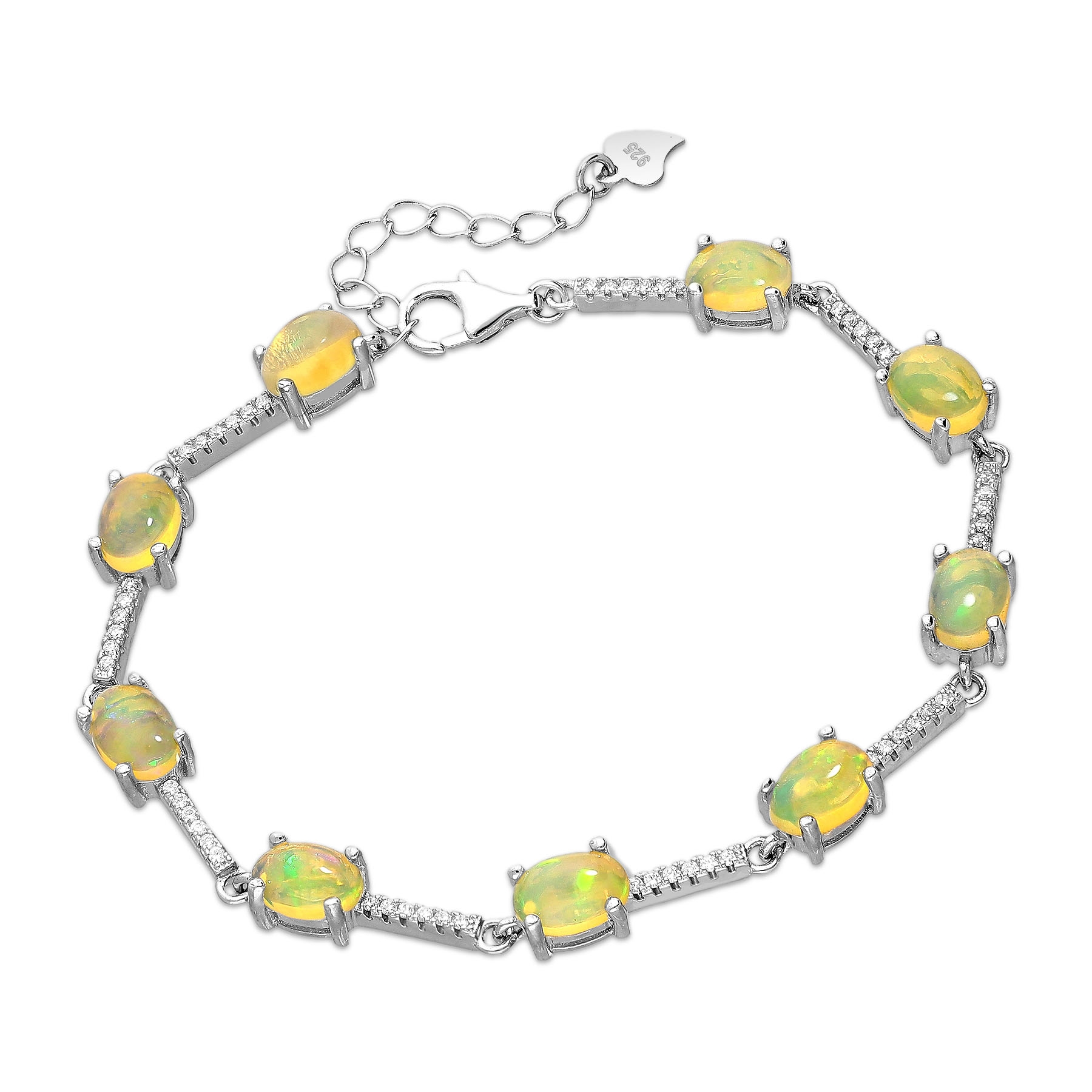 Srebrna Bransoletka z szlachetnym Opalem Etiopskim i Cyrkoniami