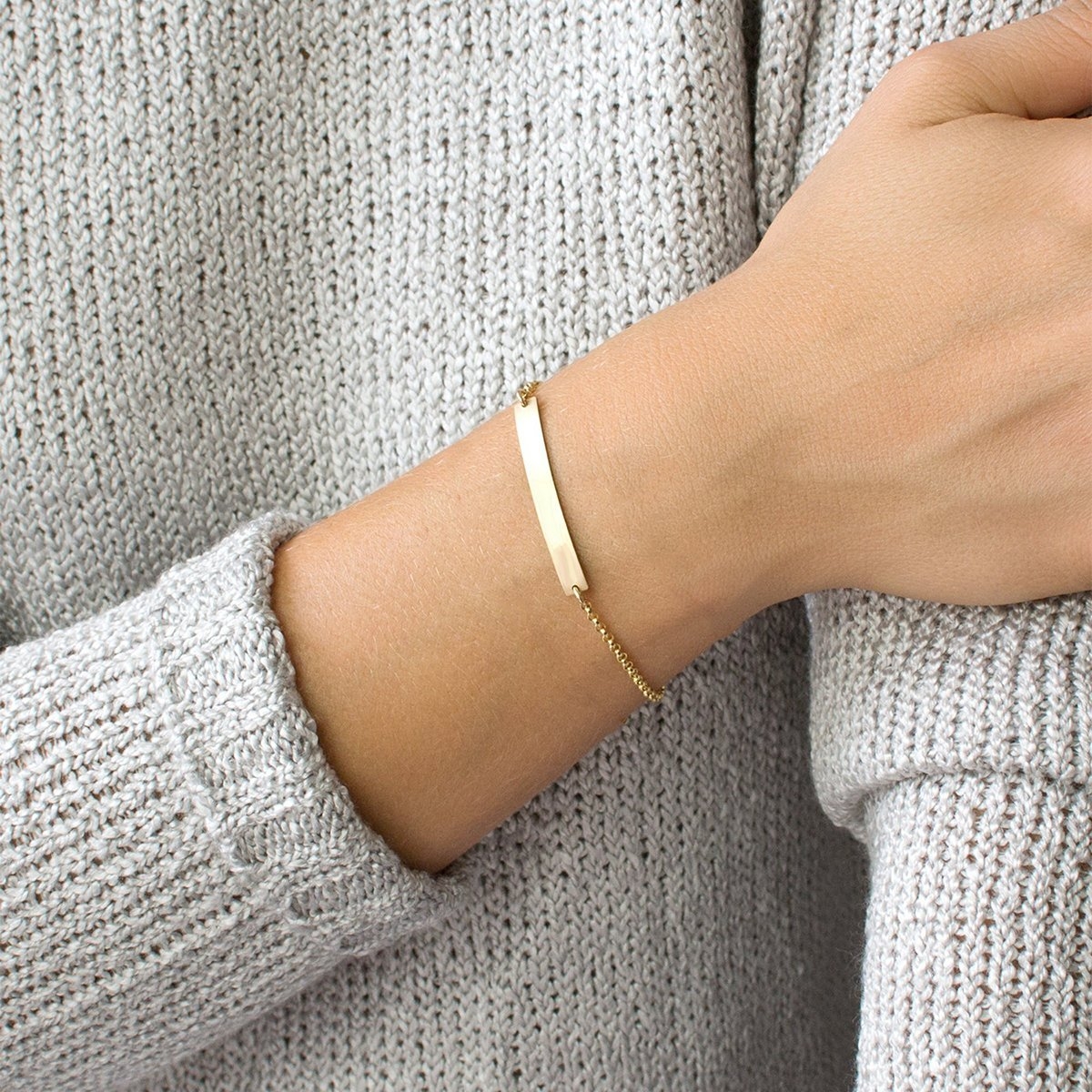 Bransoletka blaszka STAL SZLACHETNA POZŁACANA