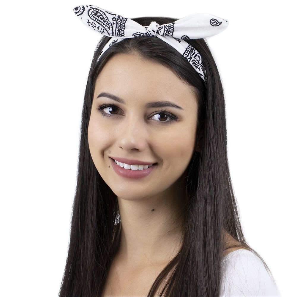 OPASKA do włosów PIN UP BANDAMKA na gumce na głowę kokarda