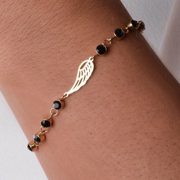 Bransoletka skrzydło STAL SZLACHETNA POZŁACANA