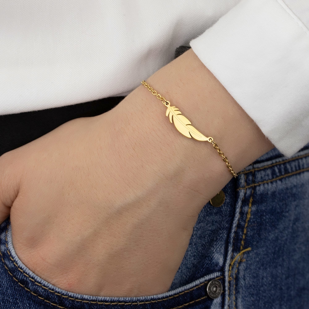 BRANSOLETKA skrzydło STAL SZLACHETNA POZŁACANA