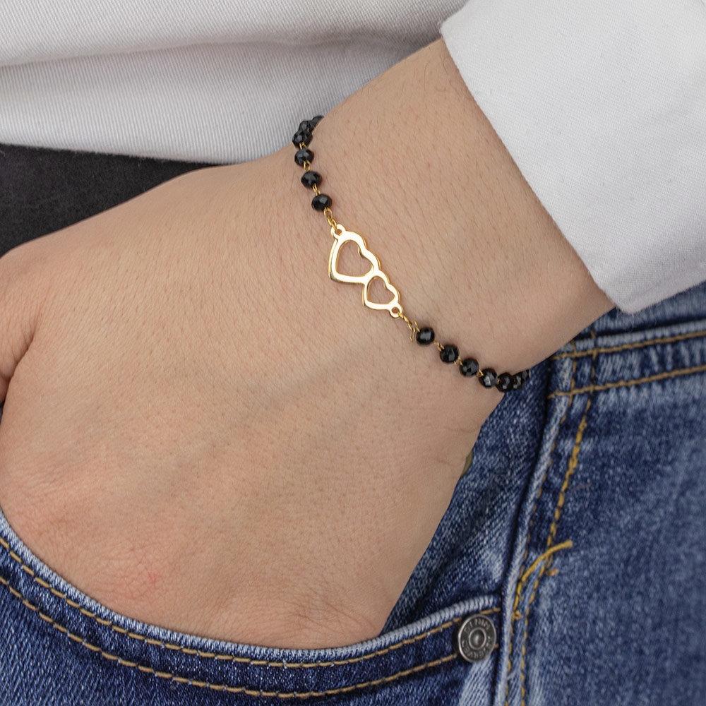 Bransoletka serca STAL SZLACHETNA POZŁACANA