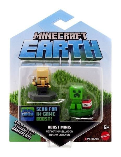 Minecraft, minifigurki doładowujące 2-pak Minecraft Earth z chipem NFC Osadnik i Creeper
