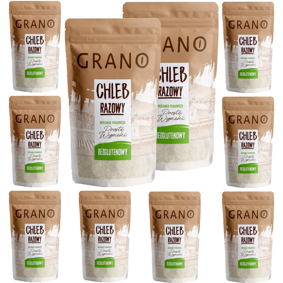 10 x Chleb razowy bezglutenowy - mieszanka do pieczenia 500 g Grano