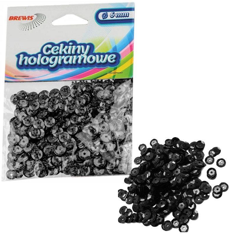 Cekiny Hologramowe 6Mm - Czarny