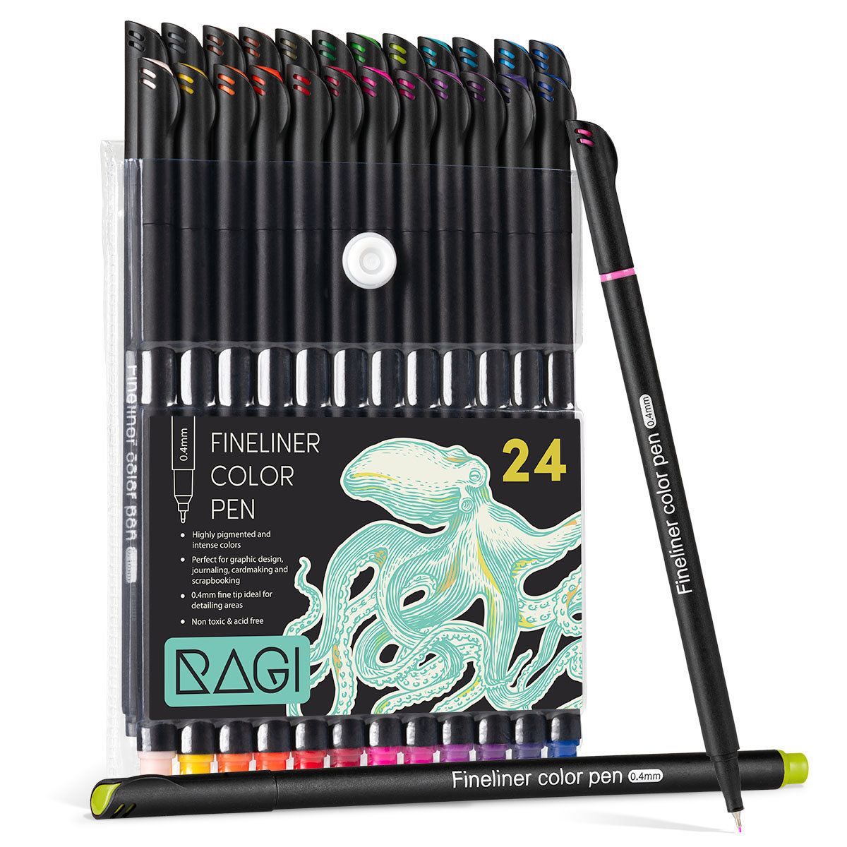 Cienkopisy Zestaw Fineliner Kreślarski 24 Kolory Pisaki Do Rysowania 0.4Mm