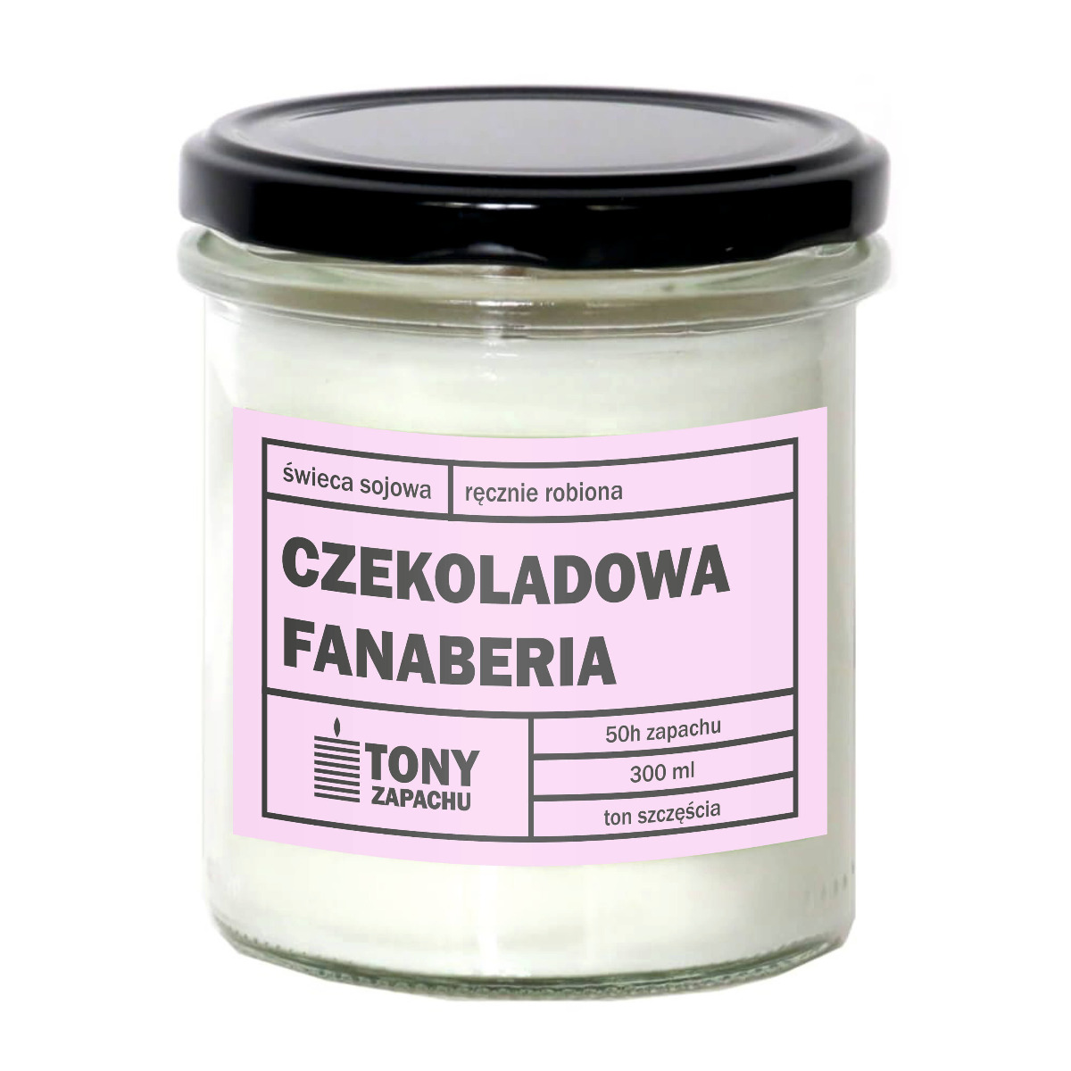 Świeca sojowa CZEKOLADOWA FANABERIA - aromatyczna ręcznie robiona naturalna świeca zapachowa w słoiczku 300ml