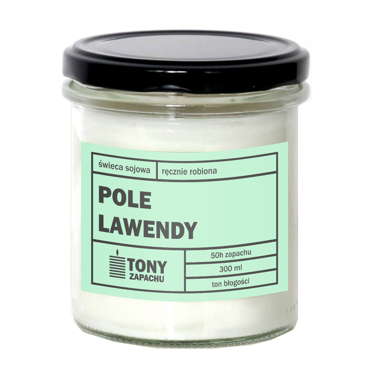 Świeca sojowa POLE LAWENDY - aromatyczna ręcznie robiona naturalna świeca zapachowa w słoiczku 300ml