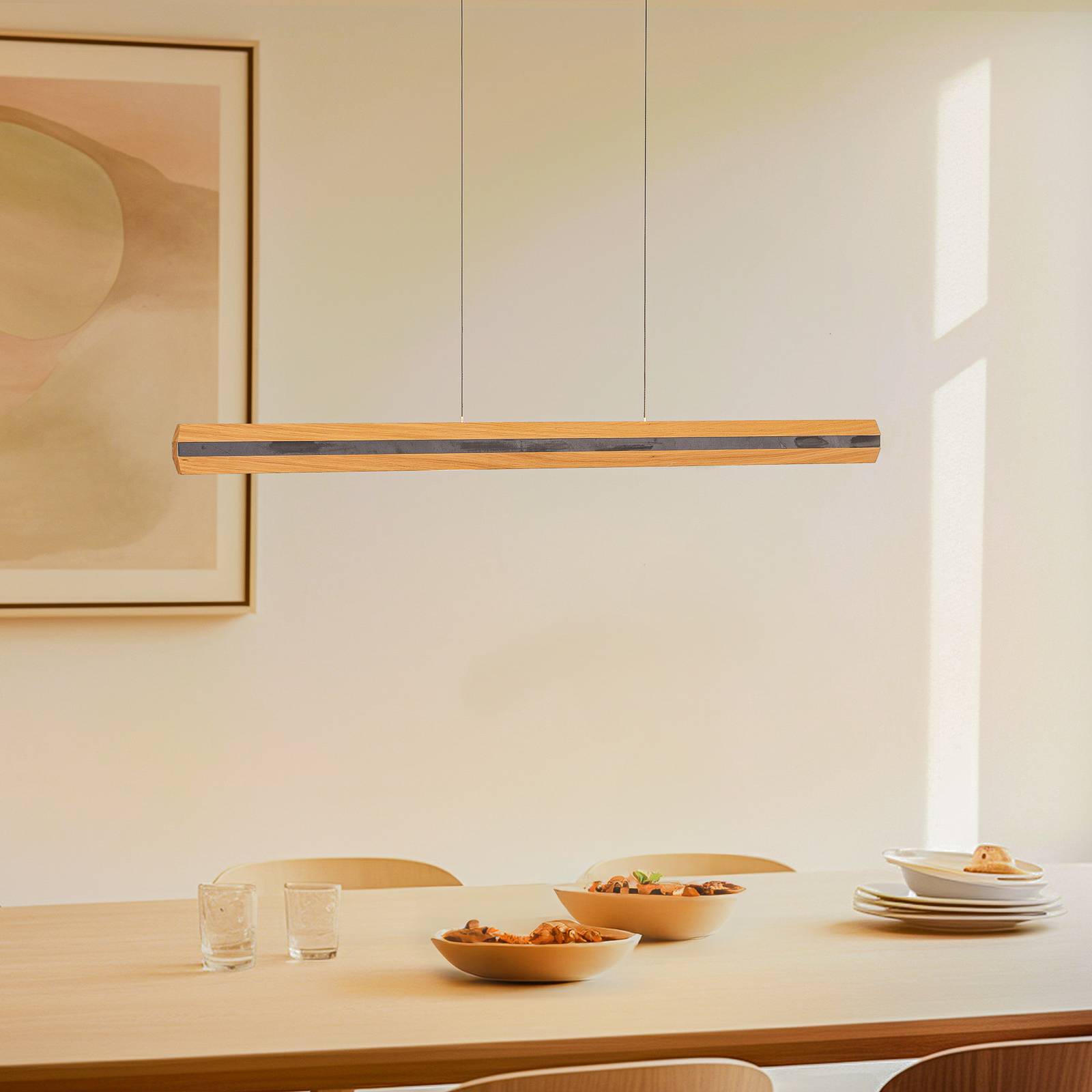 Quitani Elis lampa wisząca LED dąb/czarny 118 cm
