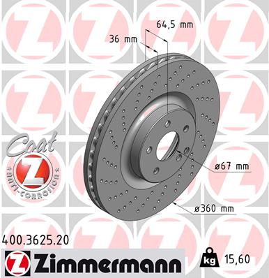 Tarcza hamulcowa ZIMMERMANN 400.3625.20 2304210712