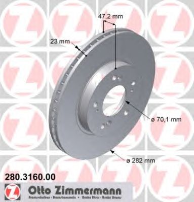 Tarcza hamulcowa ZIMMERMANN 280.3160.00 45251SP0000