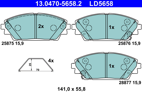Klocki hamulcowe ATE 13.0470-5658 BHY13328ZA MAZDA 3 (BM,BN) 13-19 przód