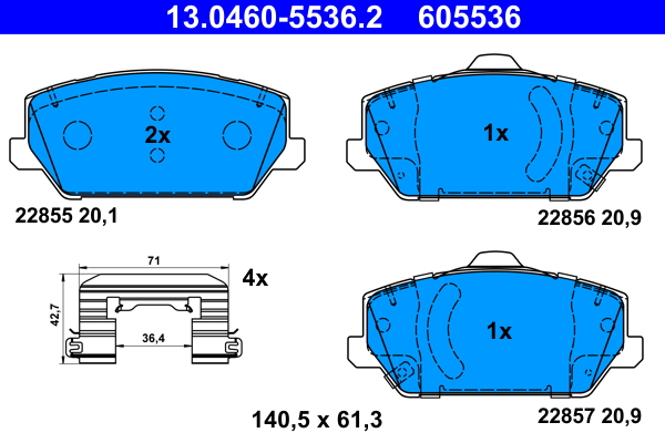 Klocki hamulcowe ATE 13.0460-5536 58101S0A00 HYUNDAI I30 2,0 N 17- przód